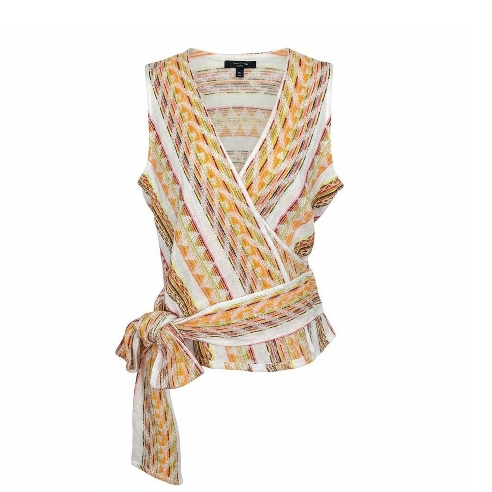 Anthropologie Dolan White Embroidered Wrap Tie Sleeveless Blouse Women's L- NWT - Picture 1 of 8